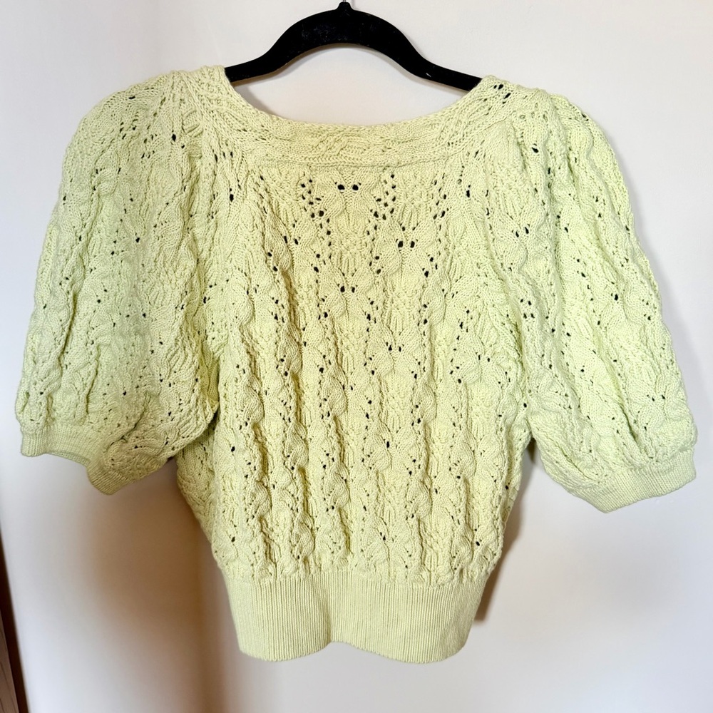 Astr the label elowen lime green knit wrapped cropped sweater M - Picture 5 of 6